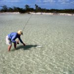 Landing a bonefish in Ascension Bay, Mexico