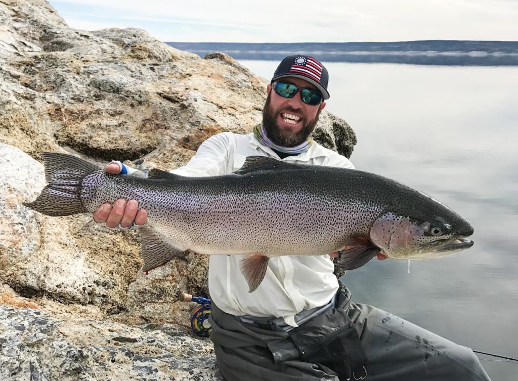 An 18 pound rainbow trout from Jurassic Lake! One of the biggest fish of the trip, sometimes all of the work getting to a spot pays off.