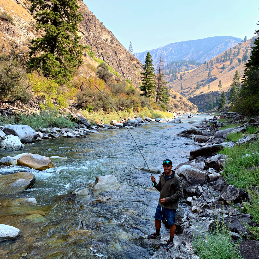 An angler enjoys fishing on the Middle Fork of the Salmon River.